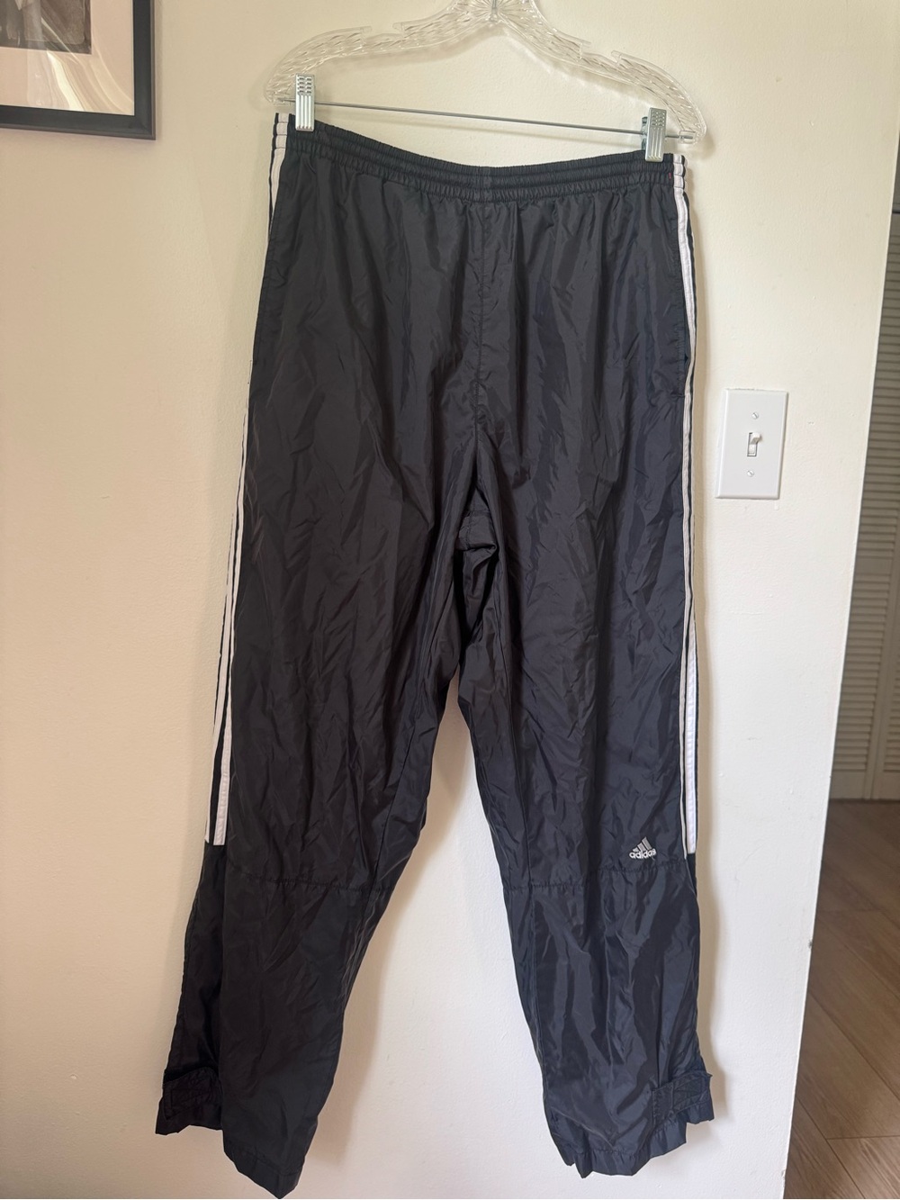 adidas Black Jogger Pants with White Side Stripes